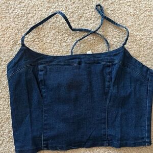 Stradivarius Dark Blue Denim Top